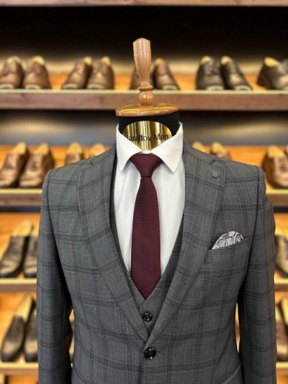 Костюм MAZALTOVMAN 3-ка премиум Серый в клетку