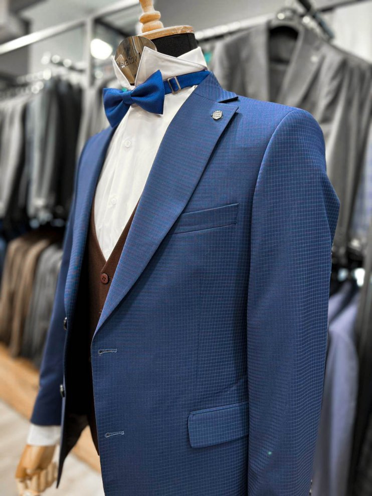 Костюм MAZALTOVMAN 3-ка премиум Синий в клетку