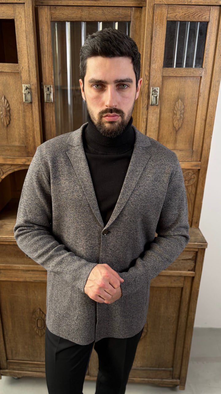 Кардиган АМТ Серый фактурный с пуговицами