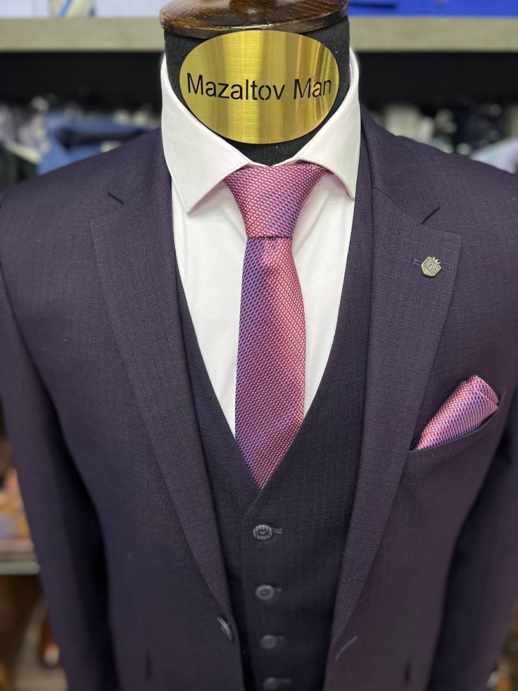 Костюм 3-ка MAZALTOVMAN Бордовый микроклетка